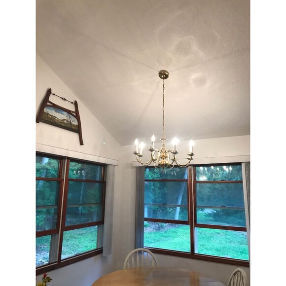 Vintage 1998 Chandelier Solid Brass Gold Ceiling Light Fixture 8 Lights - Picture 2 of 10